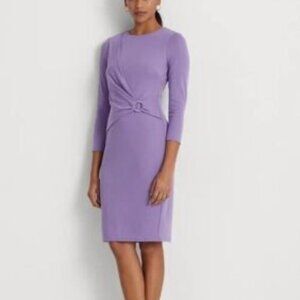 Lauren Ralph Lauren Jersey Stretch Crew Neck 3/4 Sleeve Purple Dress Size 10